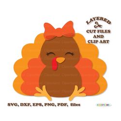 INSTANT Download. Thanksgiving. Funny sitting turkey svg cut files and clip art. Personal and commercial use. T_23.