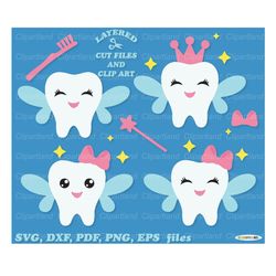 INSTANT Download. Cute tooth fairy cut file and clip art svg. Commercial license is included! T_2.