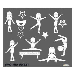 INSTANT Download. Cute gymnast girl silhouette cut files and clip art. Commercial license is included! G_66.