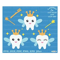 INSTANT Download. Cute tooth fairy  cut file and clip art svg. Commercial license is included! T_1.
