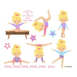 INSTANT Download. Cute girl gymnast cut files and clip art. Personal and commercial use. G_70.