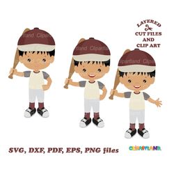INSTANT Download. Cute baseball player boy svg cut files and clip art. Personal and commercial use. B_3.