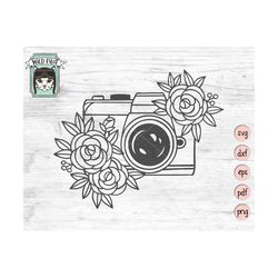 Floral Camera SVG file, Flower Camera cut file, Photography SVG file, Photographer SVG file, Camera with Flowers svg cut
