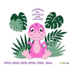 INSTANT Download. T rex svg.  Cute sitting baby dinosaur svg cut file and clip art. Commercial license is included! D_46