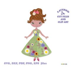INSTANT Download. Cute summer doll girl cut file and clip art. Commercial license is included! D_2.
