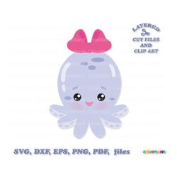 INSTANT Download. Cute girly octopus svg cut file and clip art. Commercial license is included! O_1.