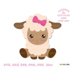 INSTANT Download. Cute sitting baby sheep svg cut files and clip art. Personal and commercial use. S_12.