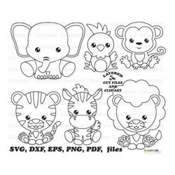 INSTANT Download. Commercial license is included up to 500 uses! Cute jungle baby animal svg cut file and clip art. Jba_