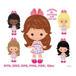 INSTANT Download. Cute little girl svg cut file for Cricut, Silhouette and clip art. Commercial license is included! G_1