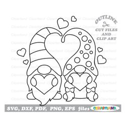 INSTANT Download. Valentine gnomes cut files and clip art. Vg_3. Stencil outline. Personal and commercial use included.