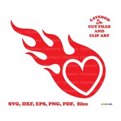 INSTANT Download. Cute flaming heart cut file and clip art. Commercial license is included ! H_1.