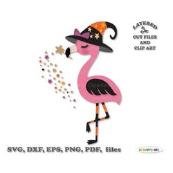 INSTANT Download. Cute Halloween flamingo cut files and clip art. Commercial license is included! F_14.