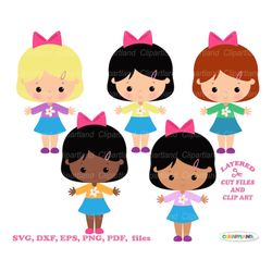 INSTANT Download. Cute girl svg cut files and clip art. Personal and commercial use. G_19.