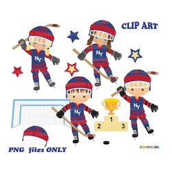 INSTANT Download. Cute hockey players kids clip art. Personal and Commercial use included! H_3.