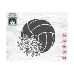 Volleyball SVG file, floral Volleyball svg, Volleyball cut file, girls volleyball svg, floral volleyball svg, flowers, f