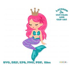 INSTANT Download. Cute sitting mermaid princess cut files and clip art. Commercial license is included! M_37.