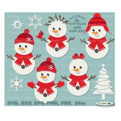 INSTANT Download. Cute Christmas snowman  svg cut files. Personal and commercial use. S_22.