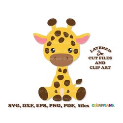 INSTANT Download. Cute sitting giraffe svg cut file and clip art. Commercial license is included ! G_14.