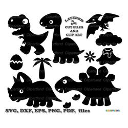 INSTANT Download. Cute little baby dinosaur silhouette svg cut file and clip art. Commercial license is included ! D_20.