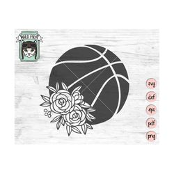 basketball svg file, floral basketball svg, basketball cut file, girls basketball svg, basketball cut file, flowers, for