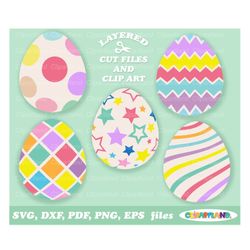 INSTANT Download. Colorful Easter eggs svg cut file and clip art. Ee_1. Personal and commercial use.