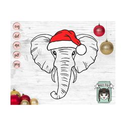elephant santa hat svg file, elephant with hat svg, christmas svg file, elephant svg, christmas cut file, christmas anim