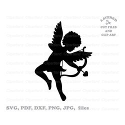 INSTANT Download. Cute Cupid silhouette svg cut file and clip art. Personal and commercial use. C_5.
