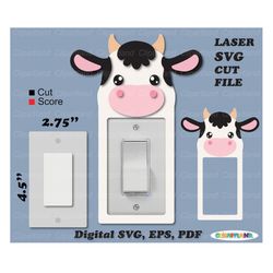 INSTANT Download. Cute spotted cow face light switch decoration. Svg, Pdf, Eps files Personal and commercial use. C_1.