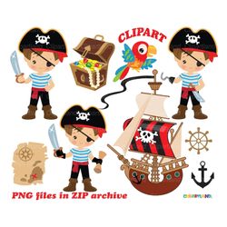 INSTANT DOWNLOAD. Cute pirate boy clip art. Personal and commercial use. P_98.
