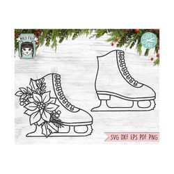 Ice Skates SVG file, Ice Skates cut file, Ice Skate Floral, Ice Skates with Flowers, Winter svg file, Ice Skate Poinsett