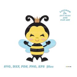 INSTANT Download. Cute quin bee svg cut file and clip art. Personal and commercial use. B_3.