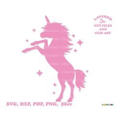 INSTANT Download. Pretty pink unicorn silhouette svg cut file and clip art. Personal and commercial use. U_7.