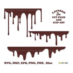 INSTANT Download. Liquid chocolate dripping border cut files and clip art. Db_5. Personal and commercial use.