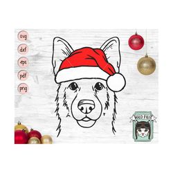 Dog Santa hat svg file, Dog with Hat svg, Christmas svg file, German Shepherd svg, Christmas cut file, Christmas Animals