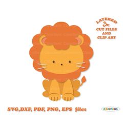 INSTANT Download. Cute sitting baby lion svg cut files and clip art. Personal and commercial use. L_3.