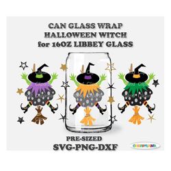 instant download. halloween witch libbey can glass wrap template svg, png, dxf. pre-sized for libbey 16oz glass. w_1.