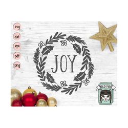 Holiday Wreath SVG file, Joy svg, Christmas wreath SVG file, Joy Wreath, evergreen, holly, Wreath cut file, Christmas sv