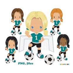 INSTANT Download. Soccer girl clip art. Personal and commercial use. S_17.