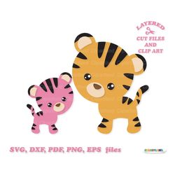 INSTANT Download. Cute tiger cubs svg cut files and clip art. Personal and commercial use. T_10.