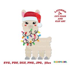 INSTANT Download. Christmas llama cut file and clip art.  Personal and commercial use. L_1.