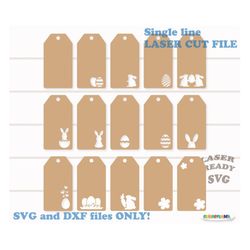 INSTANT Download. SVG Easter basket tags kit. Easter DIY set. Single line svg cut file for laser. T_4.