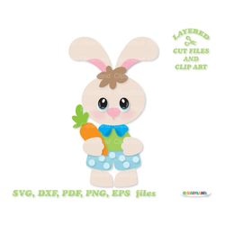 INSTANT Download. Cute Easter bunny boy svg cut files and clip art. Personal and commercial use. B_3.