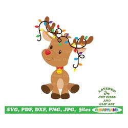 INSTANT Download. Personal and commercial use is included! Sitting Christmas reindeer cut files and clip art. Cr_21.