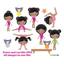 INSTANT Download.  Print and cut file SVG. Cute gymnast girl svg cut file and clip art. Commercial license is included !