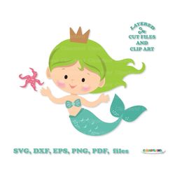 INSTANT Download. Cute mermaid svg cut file and clip art. Commercial license is included ! M_29.