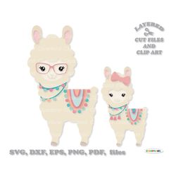 INSTANT Download. Cute girly llama svg cut files and clip art. Personal and commercial use. L_23.