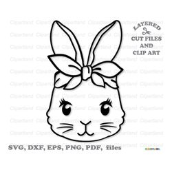 INSTANT Download. Cute girly bunny with bandana svg cut files and clip art. Personal and commercial use. B_48.