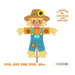 INSTANT Download. Cute scarecrow svg cut file and clip art. Commercial license is included ! S_12.