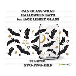 INSTANT Download. Halloween bats Libbey can glass wrap template design svg, png, dxf. Pre-sized for Libbey 16oz glass. H