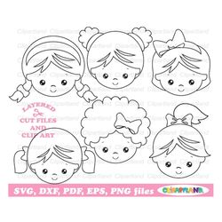 INSTANT Download. Cute girl face svg cut files and clip art. Hairstyle. Commercial license is included up to 500 uses! G